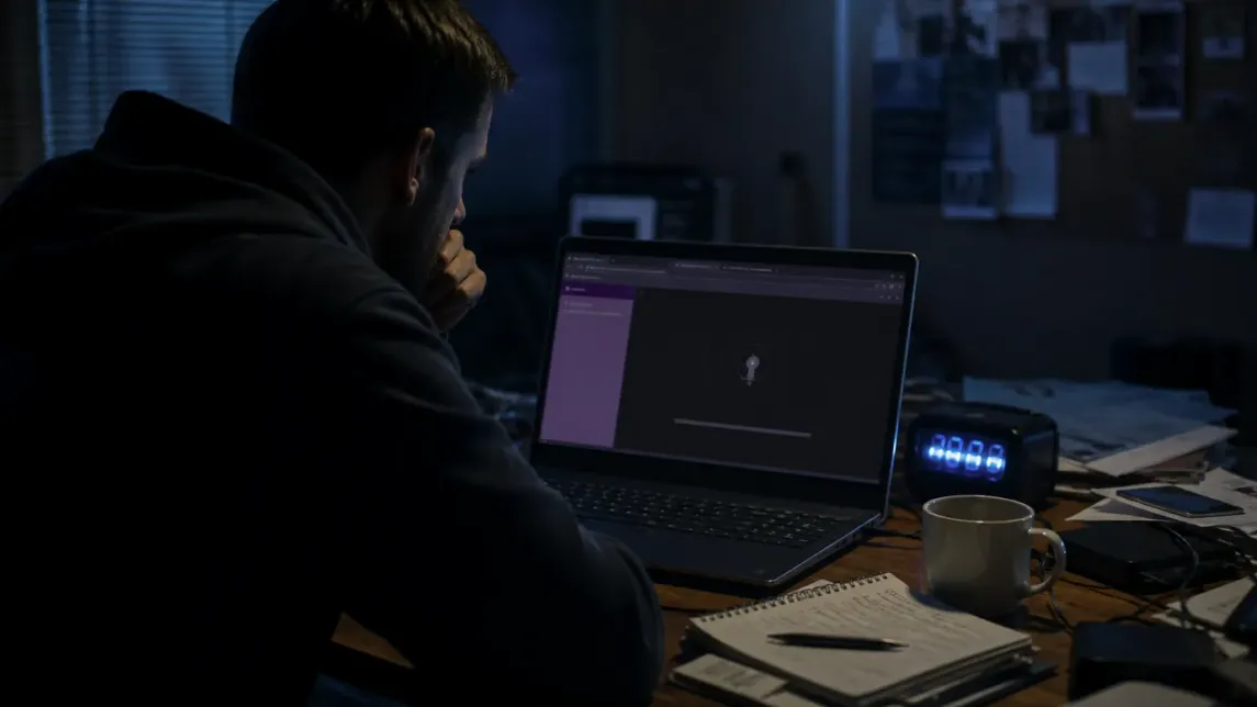 A user troubleshooting connection issues while using Tor Browser at their desk.