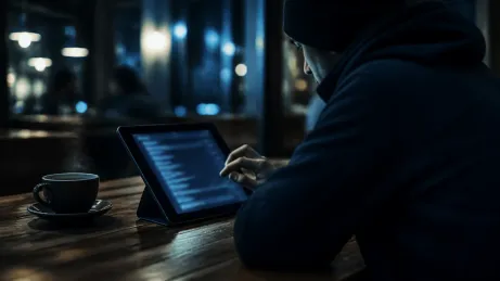 A user navigates Hidden Wiki links on a tablet in a cafe.